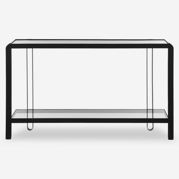 slide 2 of 8, Uttermost Shadow Black Iron Console Table - 32.25'' H X 55.25'' W X 15.5'' D
