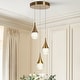preview thumbnail 12 of 12, Modern 3-Light LED Chandelier Gold Cluster Island Lights for Kitchen Island - Dia. 9.8" x H 7.7"