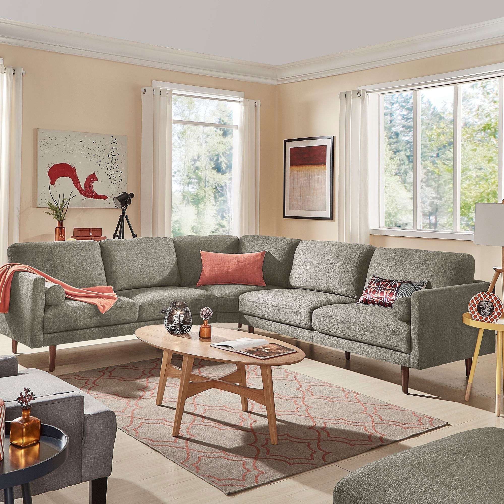 L shaped shop mid century couch