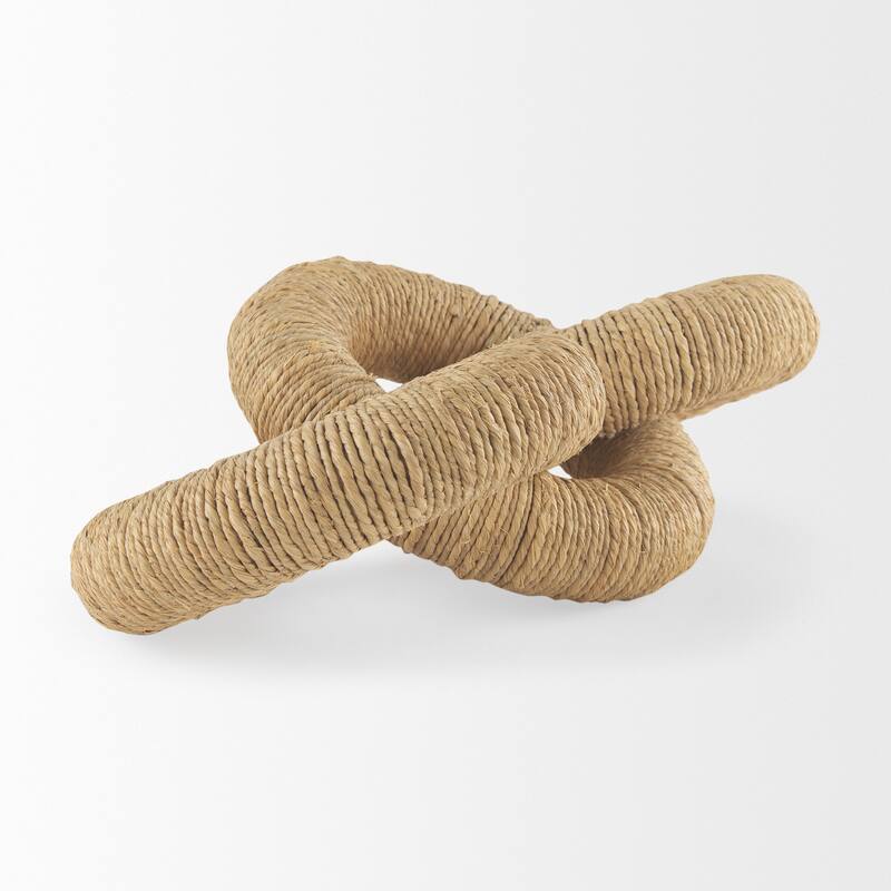 Alize Cotton Rope Wrapped Solid Wood Circular Chain Link Decorative Object - 14.0L x 11.0W x 8.0H