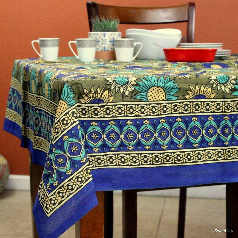 Cotton Sunflower Multi Floral Tablecloth Rectangle