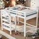 preview thumbnail 1 of 15, Full Size Loft Bed with Built-in Storage Staircase and Hanger, White White