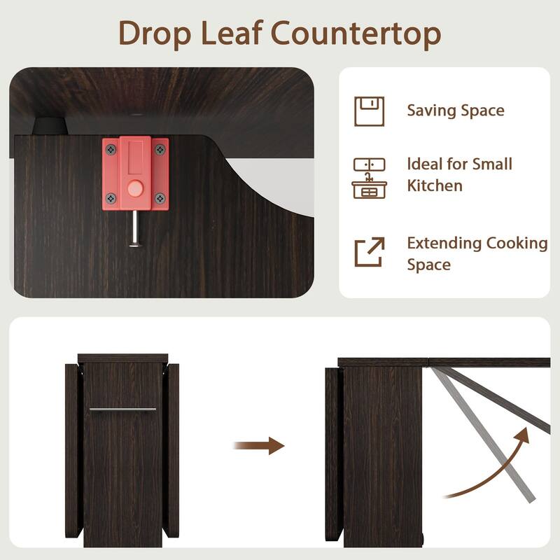 Space Saving Folding Dining Table with 2 Tier Storage
