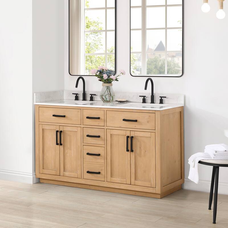 Altair Gavino Bath Vanity with Grain White Composite Stone Top, no Mirror