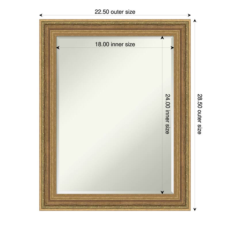 Elliot Half-Inch-Bevel Framed Wall Mirror - Elliot Gold - 23 x 29 in