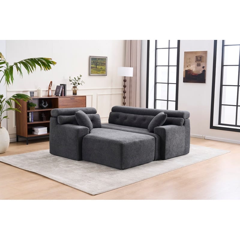 Convertible Chaise Sectional Sofa, Full Compression Sponge L-Shape