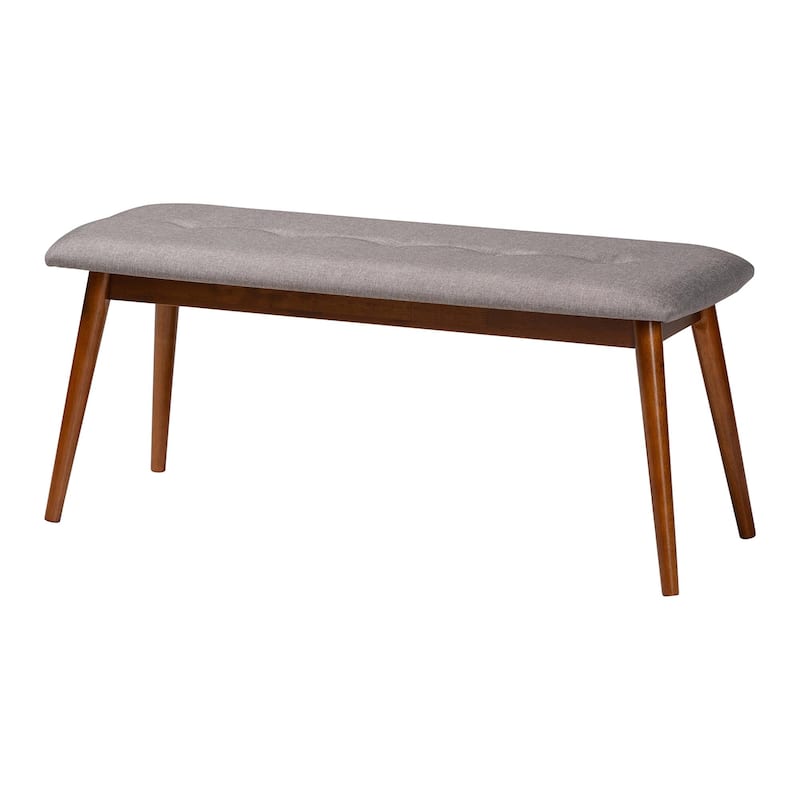 Carson Carrington Ulfshult Mid-century Modern Fabric Dining Bench - Light Gray and Oak Brown