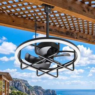 20 Inch Outdoor Ceiling Fan with Light, Dimmable LED & RGB Lighting, Waterproof Ceiling Fan, Remote Control, Reversible DC Motor