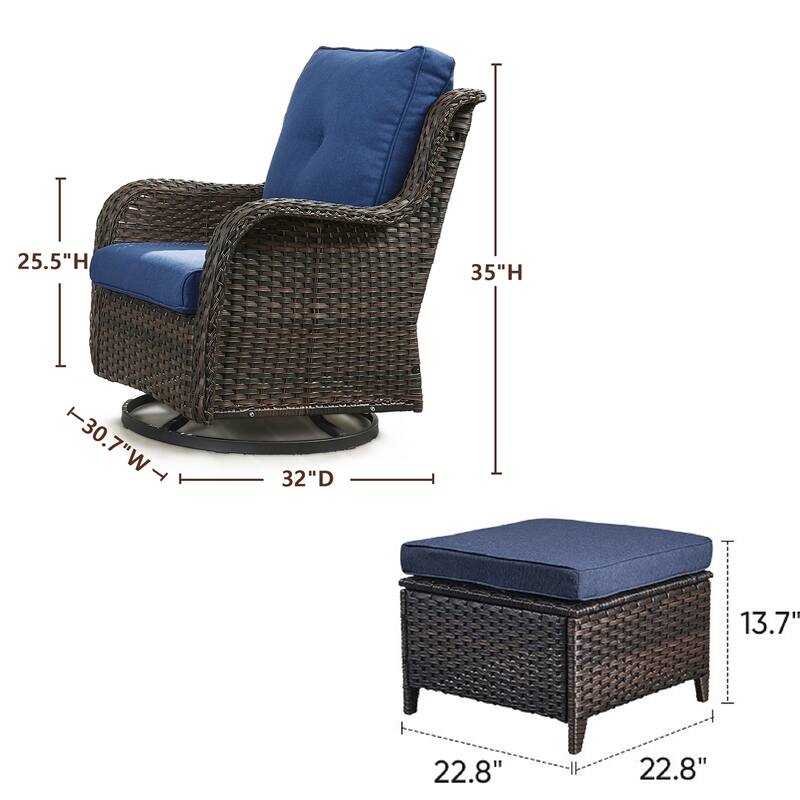 Gymojoy 4-Piece Outdoor Wicker Patio Furniture Chair Set, Rattan Coversation Set with Water Resistant Thick Cushions