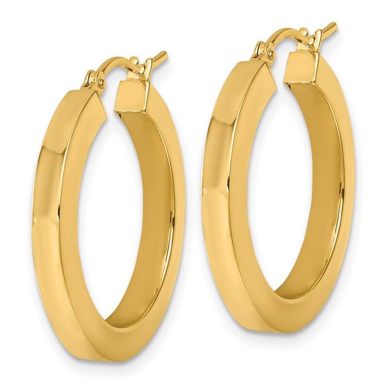 Curata 14k Yellow Gold Polished Square Hoop Earrings - 25x25mm