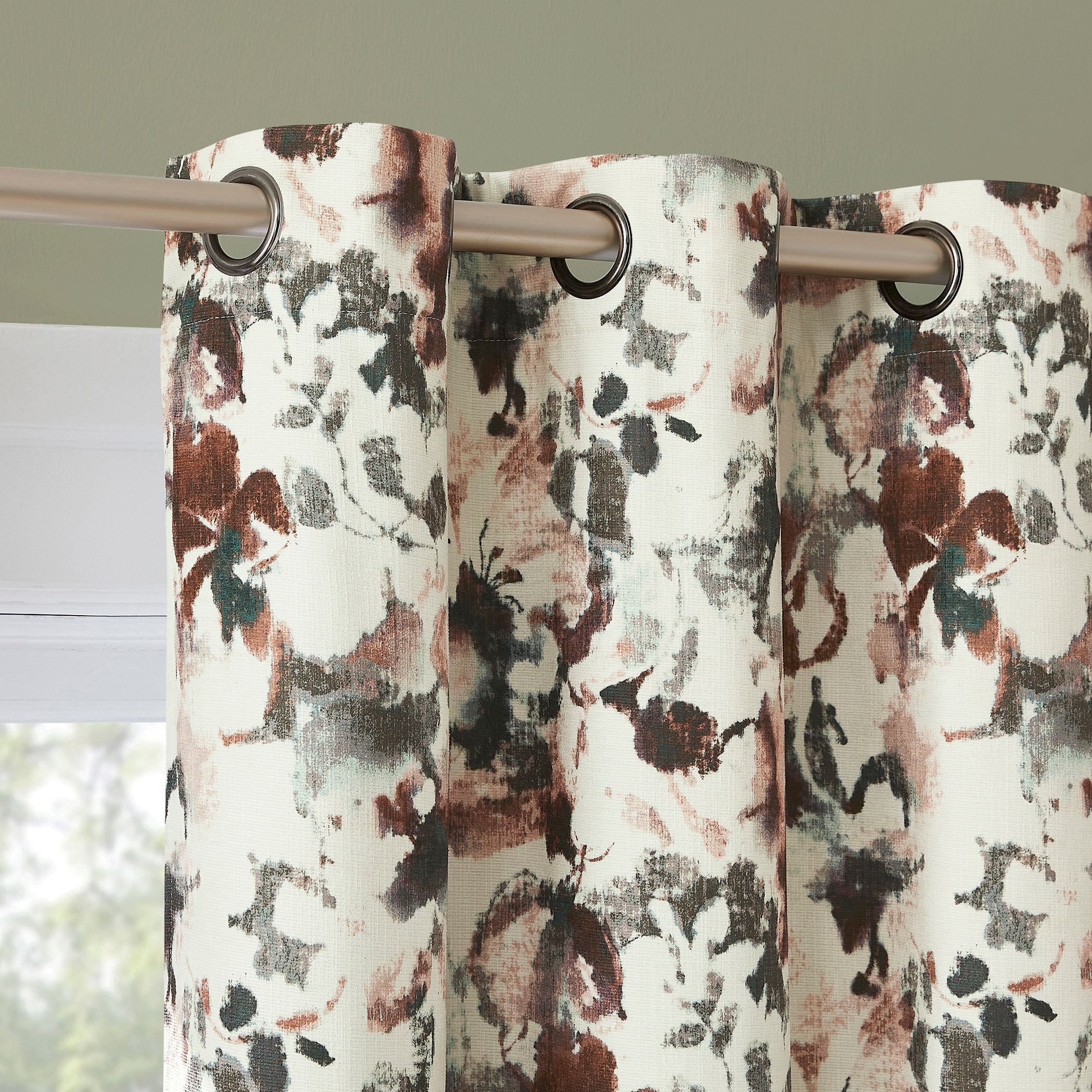 Sun Zero Audrey Abstract Floral Total Blackout Grommet 1-Piece Curtain Panel, Single Panel