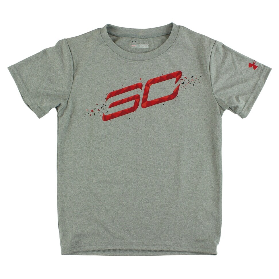 Shop Under Armour Boys Steph Curry Short Sleeve Shirt Heather Grey