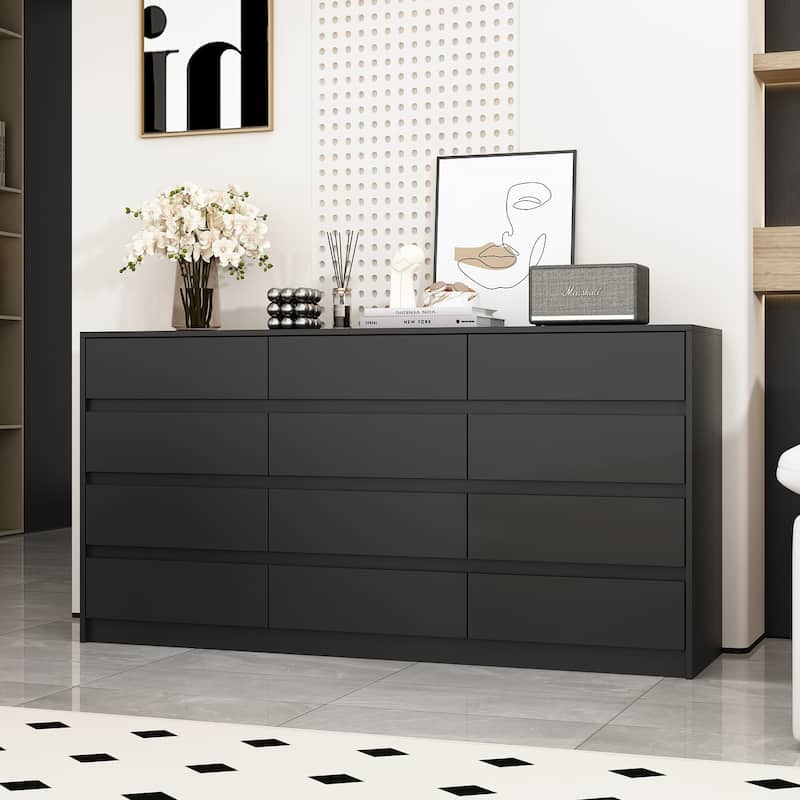 Large Floor Wood Dressers & Chest of Drawers Handle Free,Sideboard