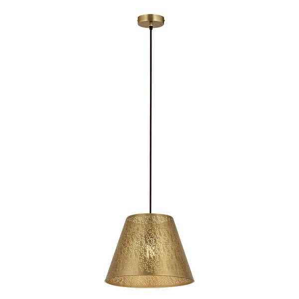 slide 2 of 2, Atlas Lighting Hargen Coastal Antique Brass Pendant Light for Kitchen Island or Above Dining Table - 15in W x 15in D x 11in H 15in W x 15in D x 11in H - Antique Brass