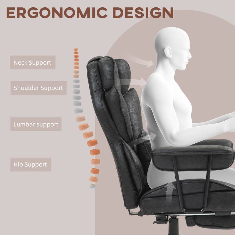 Executive Office Chair Tall Office Chair with Footrest Lumbar Support, Recline Function and Wide Seat, for Home Office