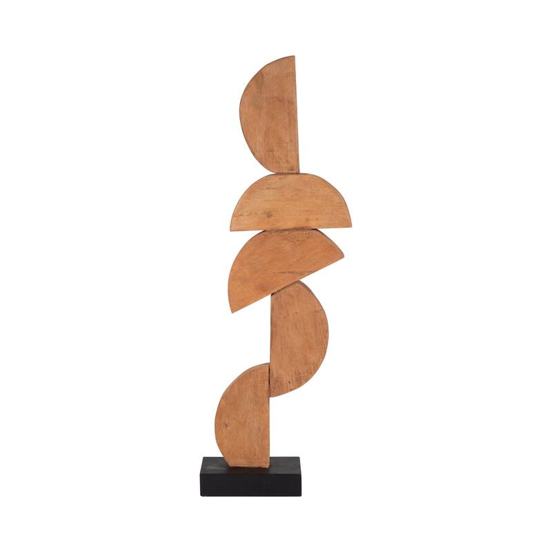 Sagebrook Home Brown Wood Half Circles Stacking Abstract Sculptures