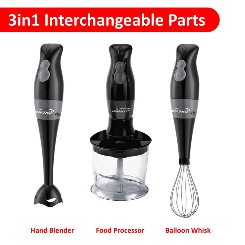 Brentwood 2 Speed Hand Blender with Balloon Whisk in Black