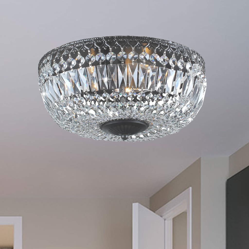 Silver Orchid 14-inch Crystal Flush Mount Chandelier