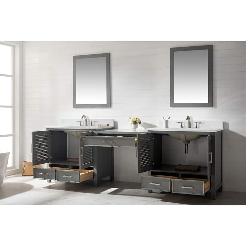 Estate 102" Double Sink Bathroom Vanity Modular Set in Grey