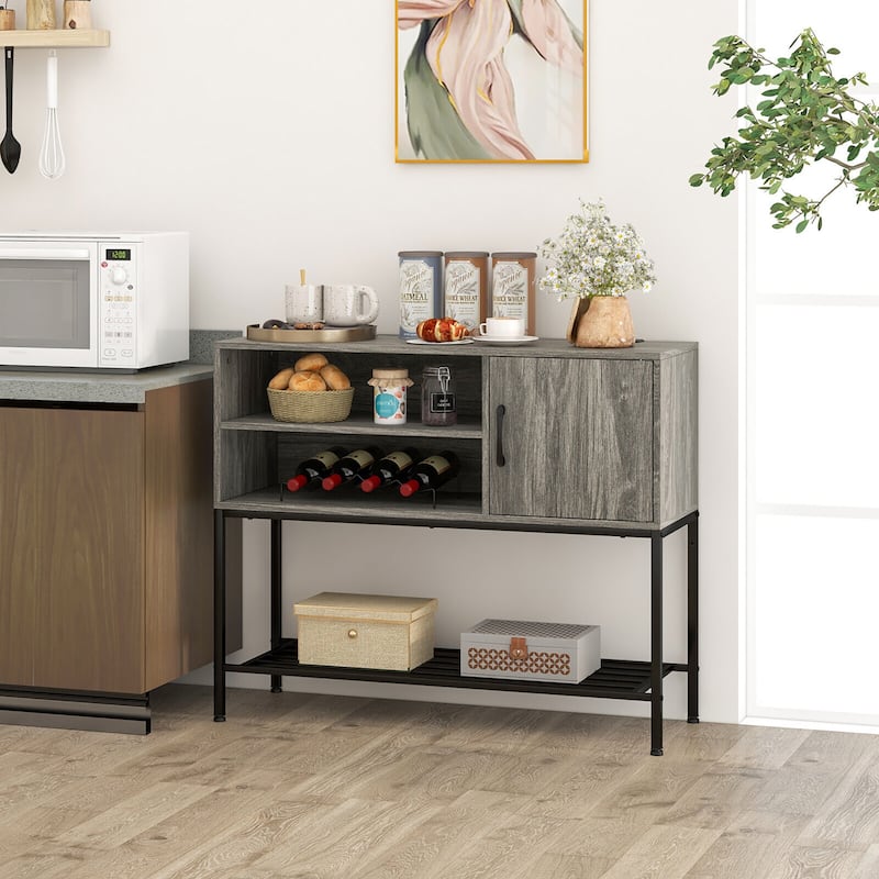 Gymax Buffet Sideboard w/ Power Outlets & USB Ports Wine Racks &
