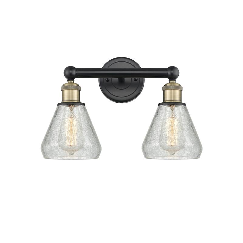 Innovations Lighting 616-2W-13-15 Conesus Vanity Conesus 2 Light 15" - Black Antique Brass / Clear Crackle