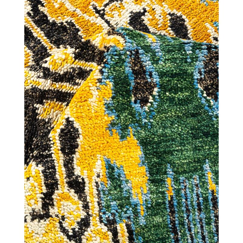 Overton Hand Knotted Wool Vintage Inspired Modern Contemporary Modern Black Area Rug - 7' 10" x 9' 10"