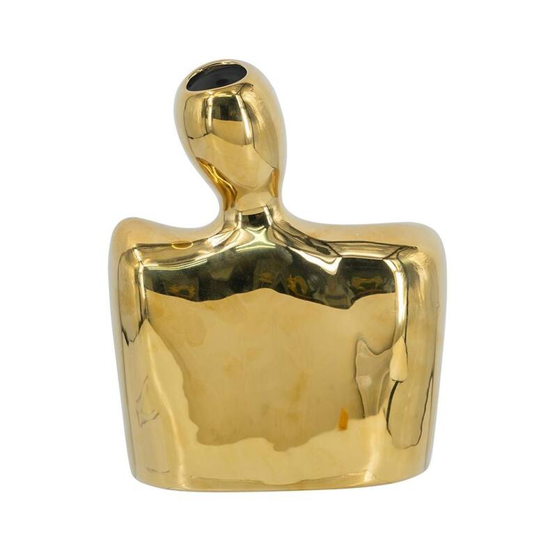 10" Gold Ceramic Modern Abstract Table Vase - 7.90