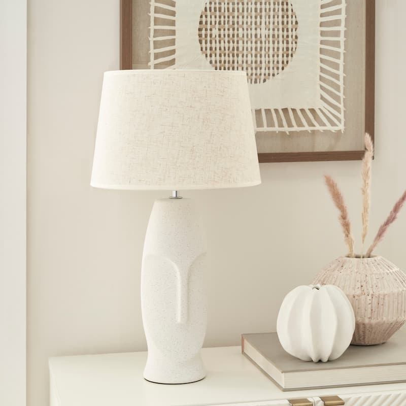 Nourison 21" Off-White Abstract Face Ceramic Table Lamp