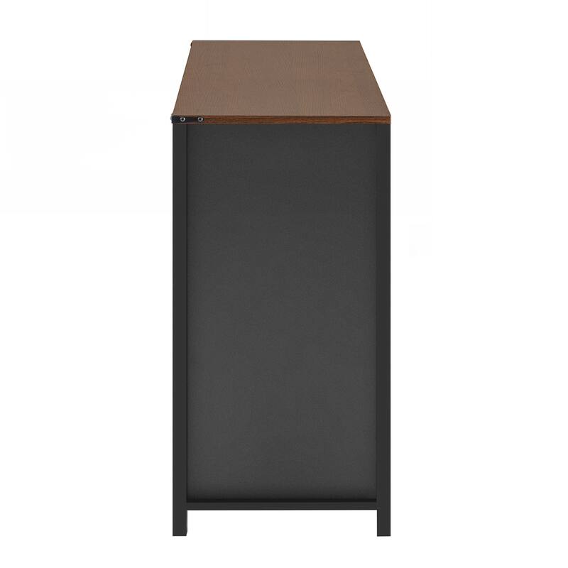 Sideboard with Sliding Barn Door and Mesh Panels,Farmhouse Buffet with Open Storage