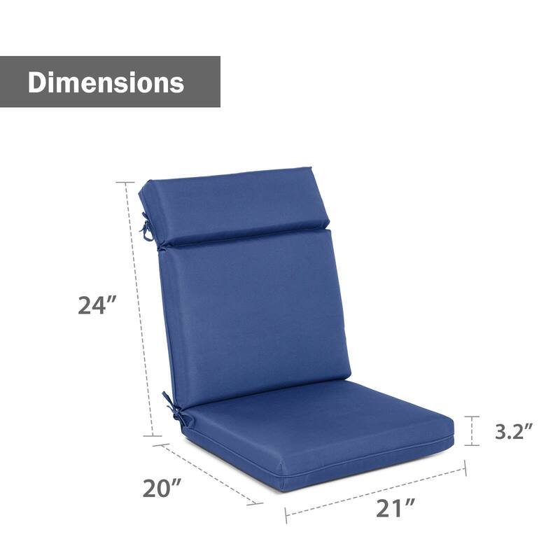 Aoodor 2Pcs Outdoor High Back Dining Chair Cushion Set 44''x21''x3.2''