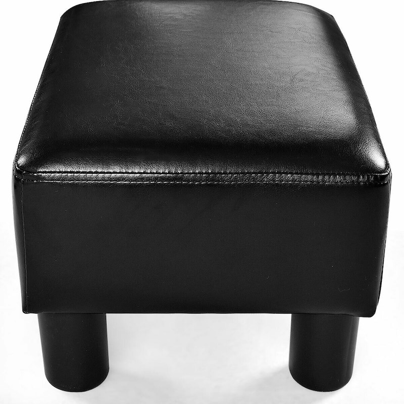 Costway Small Ottoman Footrest PU Leather Footstool Rectangular Seat