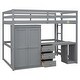 preview thumbnail 8 of 32, Wooden Loft Bed with Built-in Desk,A Wardrobe,Three Drawers,an Open Storage Cabinet,Full Size