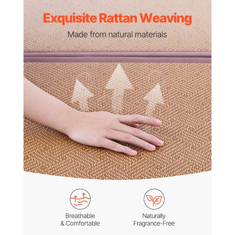 Foldable Japanese Tatami Mat Full XL 55'' x 80'', Non-Slip Rattan Mattress - 80 x 55 x 0.5 in