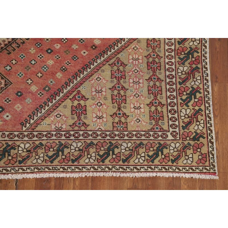 Pink Bakhtiari Vintage Persian Area Rug Hand-Knotted Wool Carpet - 7'2" x 9'11"