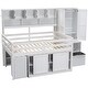 preview thumbnail 6 of 13, White Full Wooden Loft Bed w/ Rolling Desk, Drawers, Cabinet & Wardrobe