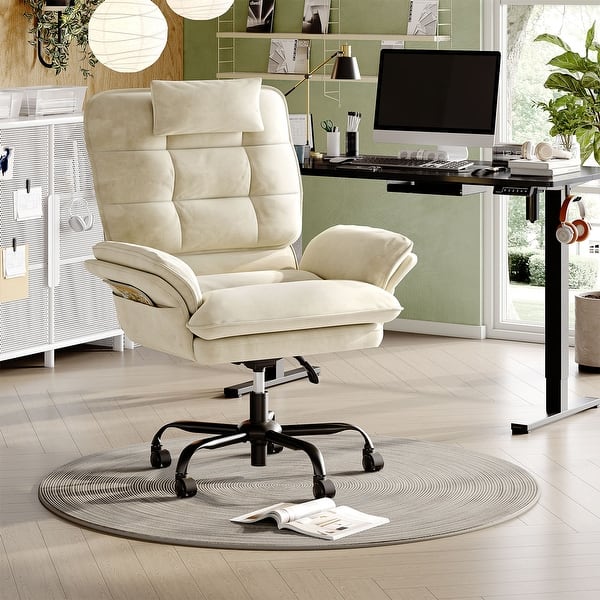 Comfortable Velvet Executive Chair, Ergonomic Office Chair with  Headrest,Flip Up Armrests and Side Pockets - Bed Bath & Beyond