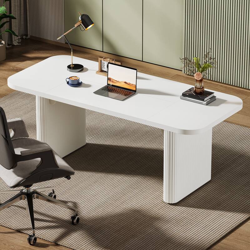 Large Wood Executive Desk, Modern Computer Desk, Home Office Workstation Boss Desk