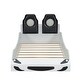 preview thumbnail 11 of 39, Wood Twin Size Race Car-Shaped Kids Platform Bed with LED and Upholstered Backrest, Bedroom Floor Bed Wood Frame for Kids Teens