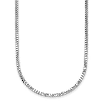 Curata 14k White Gold 7.25" 2.4mm Solid Curb Bracelet for Women