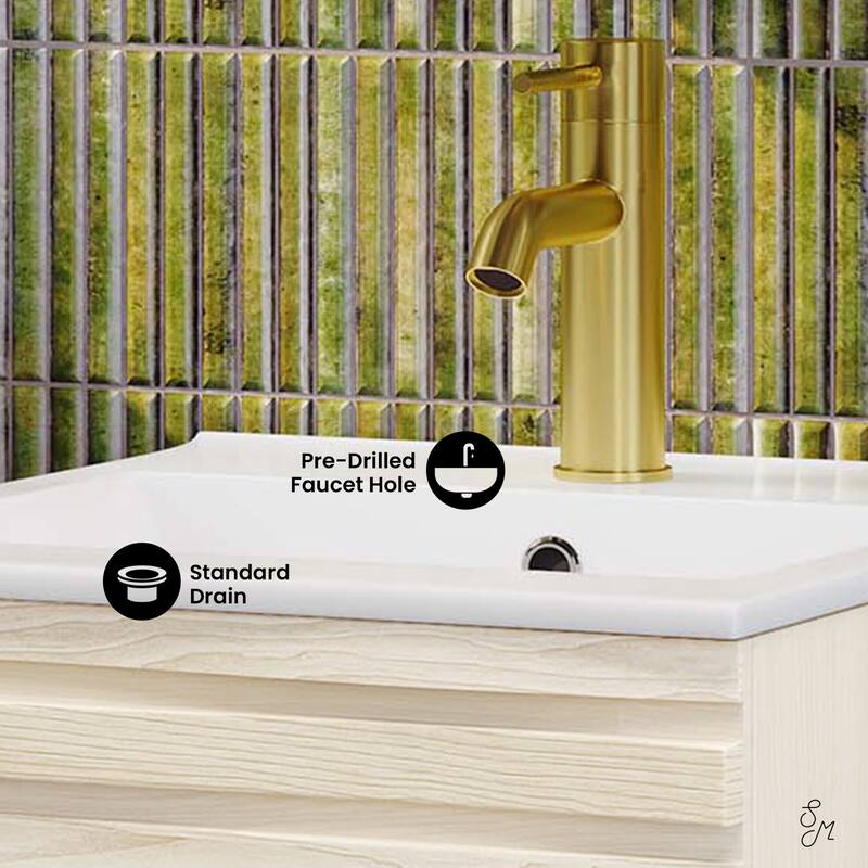 Cascade 18" Freestanding Bathroom Vanity In White Oak With Sink Top - 18