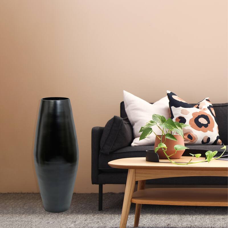 Uniquewise Tall Cylinder Bamboo Floor Vase Decorative Accent for Hotel Lobbies and Spa, Perfect Decor for Living Room or Hallway