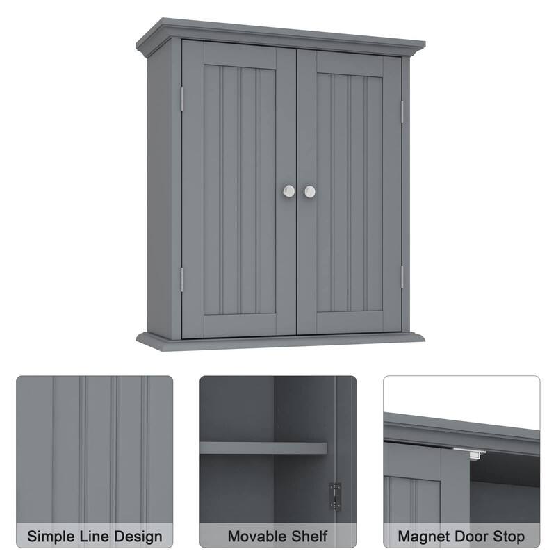 Bathroom Wall Cabinet, Over The Toilet Space Saver Storage Cabinet - 8.8"D x 21.1"W x 24"H