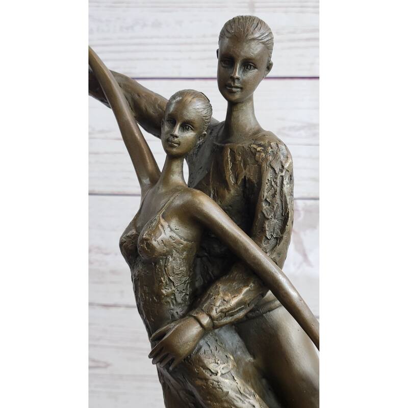 Bronze Sculpture Modern Art Pair Of Ballerina Dancers By Aldo Vitaleh Figurine