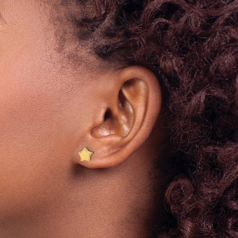 Curata 14k Yellow Gold Polished 6.62x10.25mm Stars Post Earrings