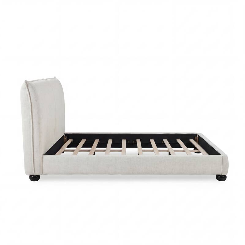Christopher Knight Home - Naomi Modern Linen Upholstered Platform Bed with Pillow-Back Headboard
