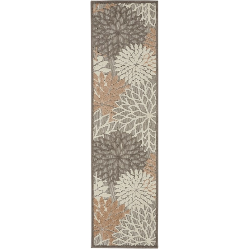 Nourison Aloha Floral Modern, Indoor/Outdoor Area Rug - 2'3" x 10' - Natural