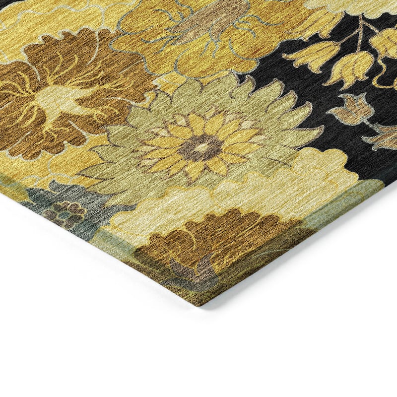 Machine Washable Indoor/ Outdoor Modern Floral Chantille Rug