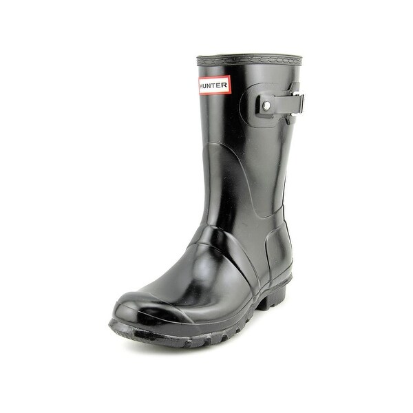 Hunter Original Short Gloss Women Round Toe Synthetic Black Rain Boot