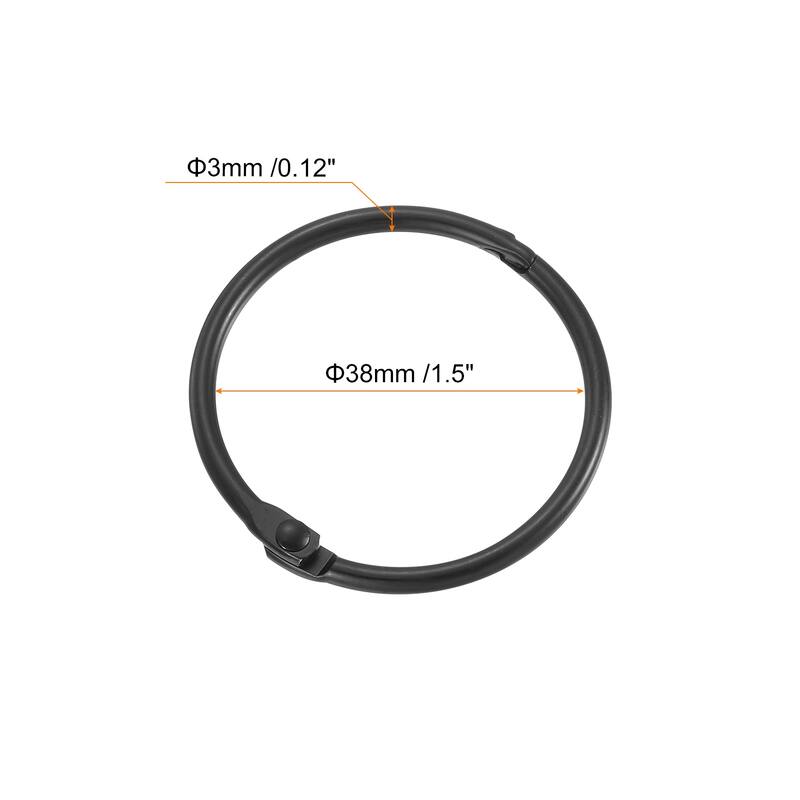 Shower Curtain Rings,15pcs Loose Leaf Binder Rings - Black - 1.5 Inch