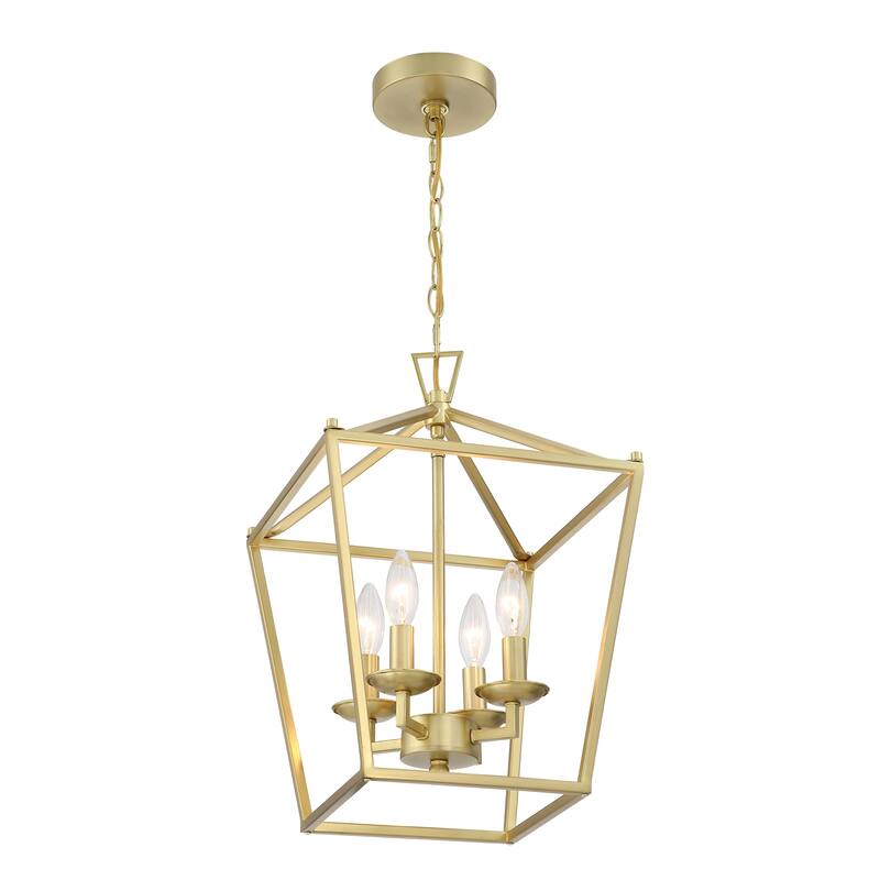 4 or 6-light pendant with steel cage shade and soft gold / Black finish - 12"*12"*18" - Gold